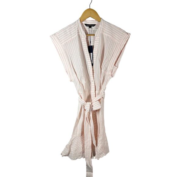 VERONICA BEARD Avella Ruffle Stripe Seersucker Mini Dress Size US 4 - Picture 2 of 13